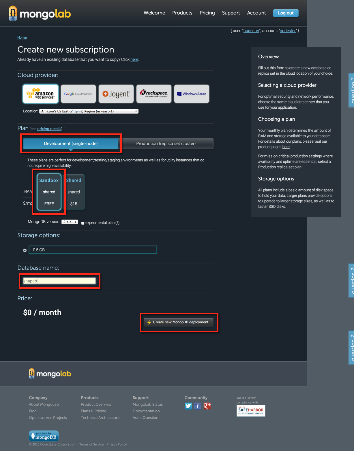 Configure database